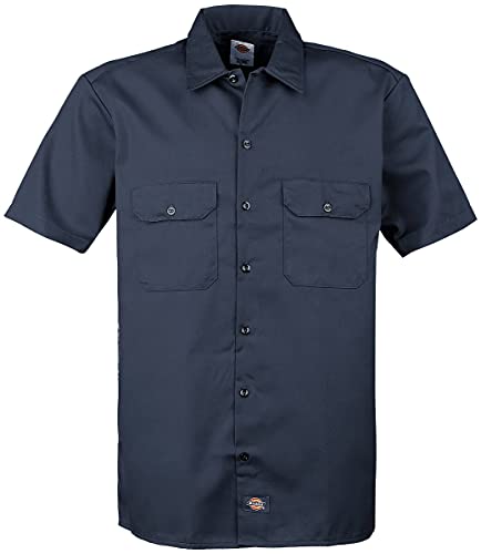 Dickies Herren Regular Fit Freizeit Hemd Shrt/S Work Shirt, Kurzarm, Blau (Navy Blue NV), Gr. Medium (Herstellergröße: M) von Dickies