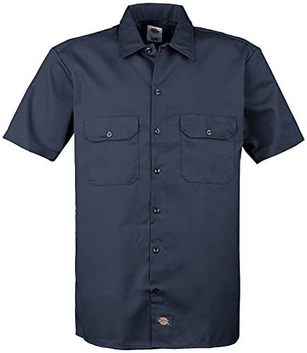 Dickies Herren Regular Fit Freizeit Hemd Shrt/S Work Shirt, Kurzarm, Blau (Navy Blue NV), Gr. Small (Herstellergröße: S) von Dickies