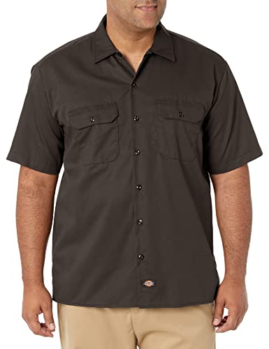 Dickies Herren Regular Fit Freizeit Hemd Shrt/S Work Shirt, Kurzarm, Braun (Dark Brown DB), Gr. Large (Herstellergröße: L) von Dickies