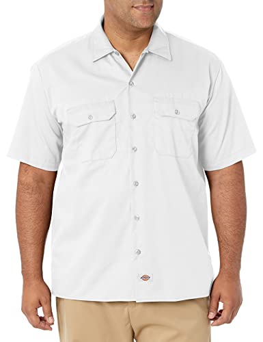 Dickies Herren Regular Fit Freizeit Hemd Shrt/S Work Shirt, Kurzarm, Weiß (White WH), Gr. Large (Herstellergröße: L) von Dickies