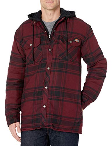 Dickies Herren Relaxed Fit Hooded Quilted Shirt Jacke Steppjacke, Dark Port/Black Plaid, L von Dickies