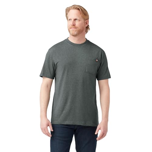 Dickies Herren Schweres Rundhalsausschnitt, Kurzärmelig, Groß T-Shirt, Hunter Green Heather, Large Hoch von Dickies