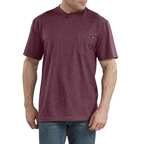 Dickies Herren Schweres Rundhalsausschnitt, kurzärmelig, groß T-Shirt, Burgunderrot Heather, XX-Large Hoch von Dickies