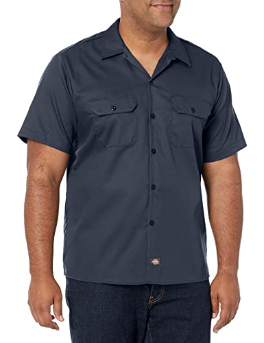 Dickies Herren Kurzärmliges Flex Arbeitshemd Slim Fit Hemd mit Button-Down-Kragen, Charcoal V1, L von Dickies