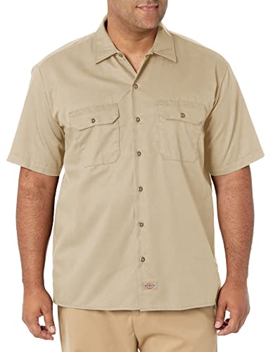Dickies Herren Kurzärmeliges Arbeitshemd, Groß Button-Down-Shirt, Khaki V1, 3X-Large von Dickies
