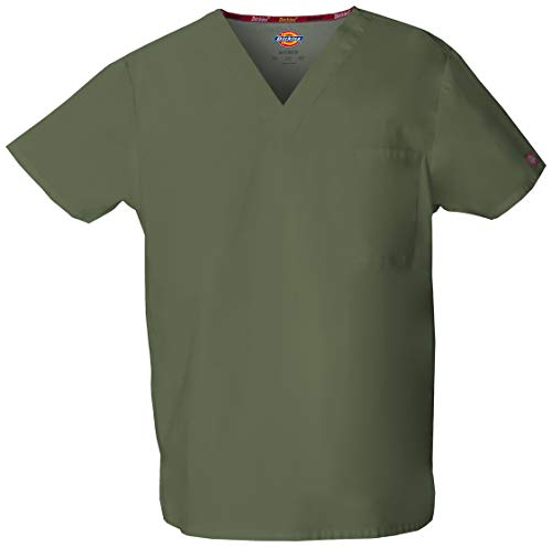 Dickies Herren Signature Scrubs Shirt mit V-Ausschnitt Medizinisches Schlupfhemd, Oliv/Blatt für Mich (Leaf It to Me), L von Dickies