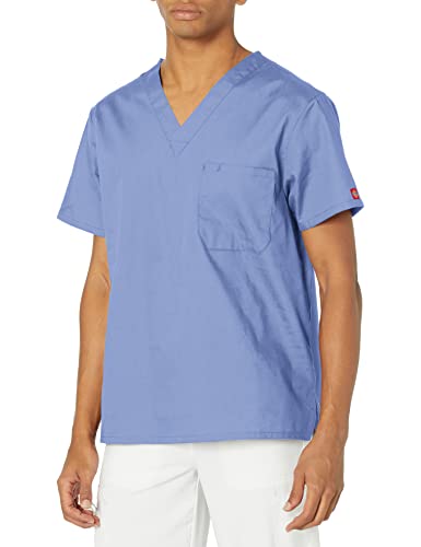 Dickies Herren Signature Scrubs Shirt mit V-Ausschnitt, Blau (Ceil Blue), Klein von Dickies