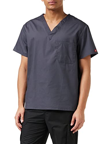 Dickies Herren Signature V-Ausschnitt Scrubs Shirt, Zinnfarben, Groß von Dickies