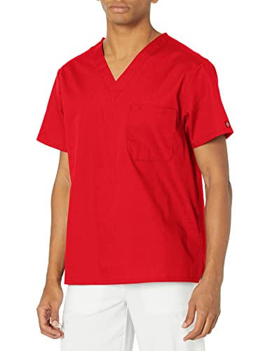 Dickies Herren Signature V-Ausschnitt Scrubs Shirt, rot, Groß von Dickies