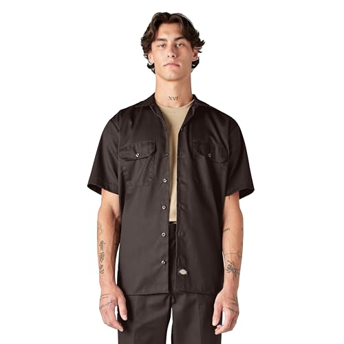 Dickies Herren Werkshirt met korte mouwen Freizeithemd, Braun (Dark Brown Db), 4XL Große Größen EU von Dickies