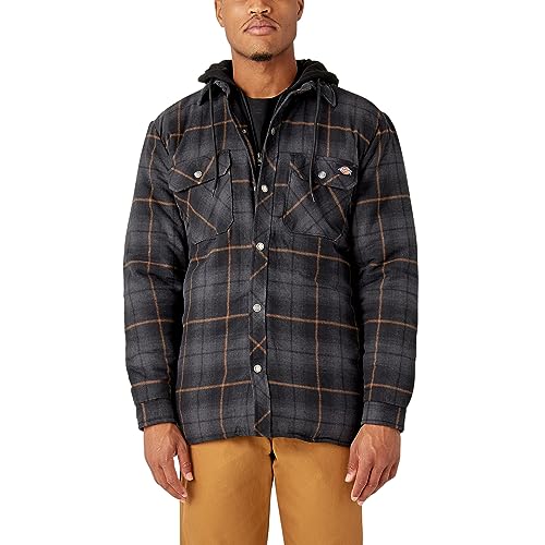 Dickies Herren wasserabweisende Flanell-Kapuzenhemdjacke, Schwarz Anthrazit Ombre Plaid, L von Dickies