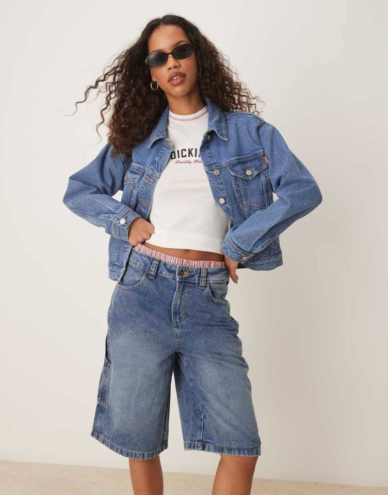 Dickies - Jeans-Carpenter-Jorts in blauer Rinse-Waschung mit Ausbleich-Effekt von Dickies