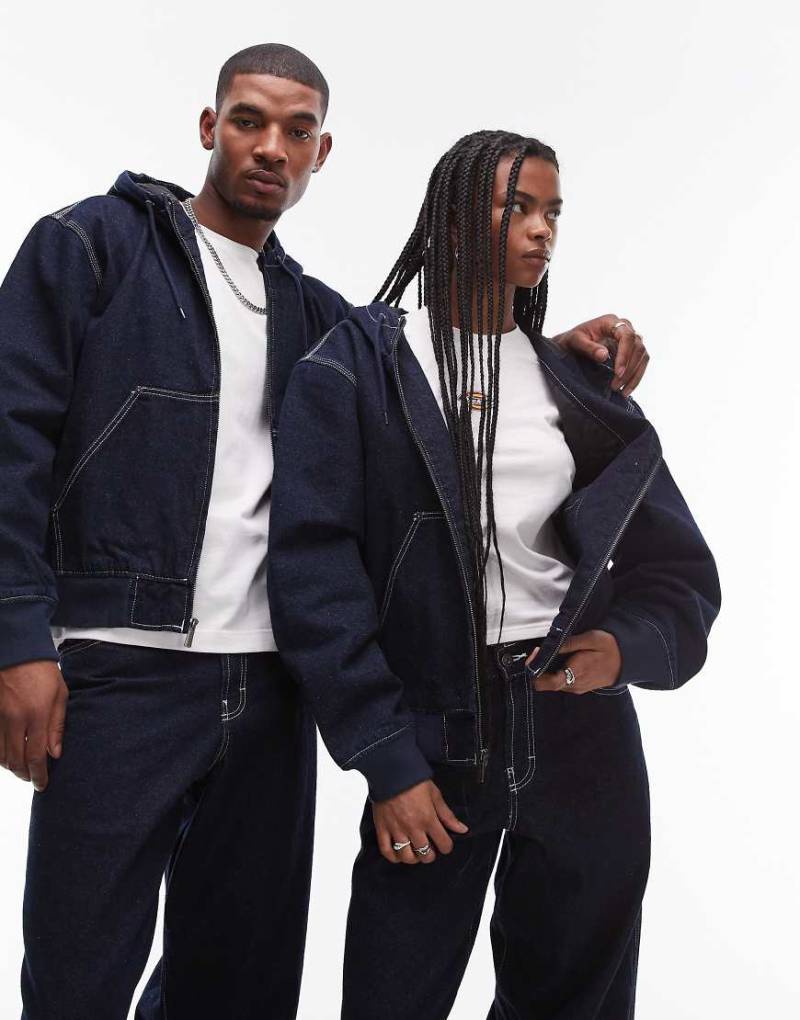 Dickies - Loose Wave - Jeansjacke in blauer Rinse-Waschung mit Kapuze von Dickies