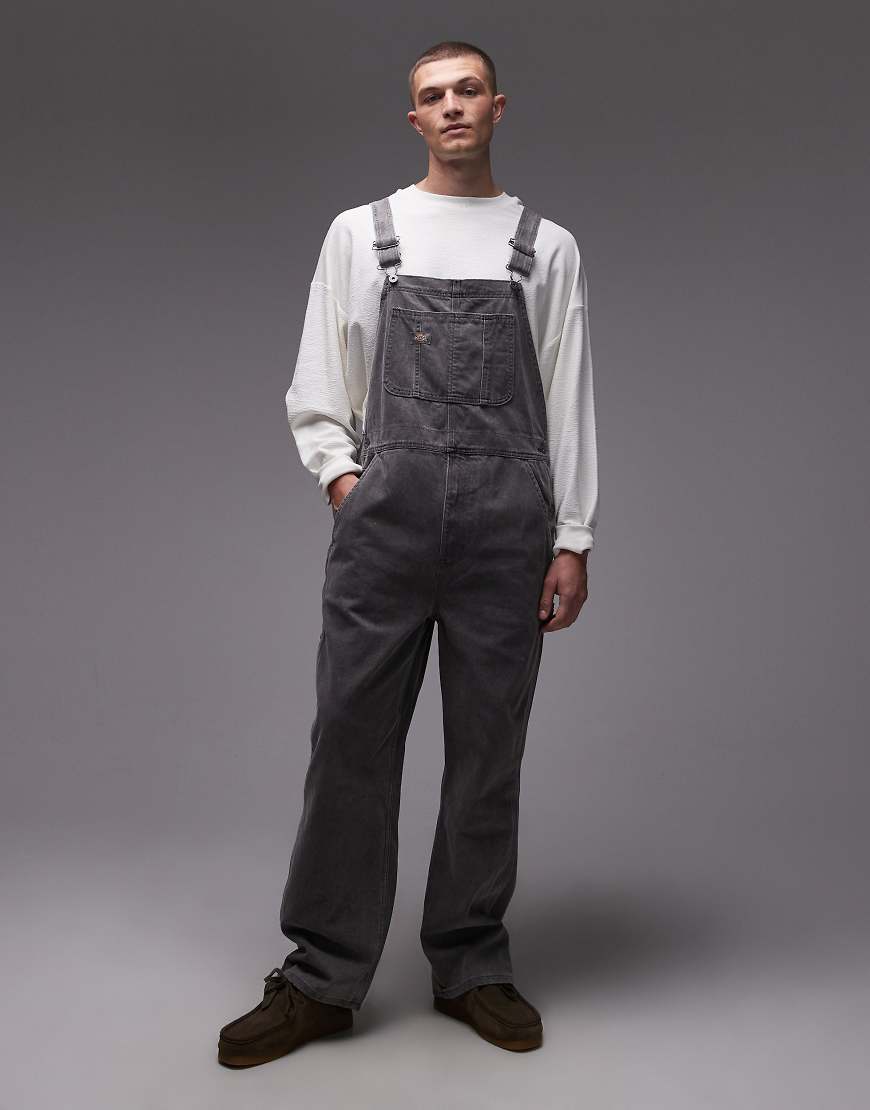 Dickies - Klassische Latz-Jeans in getöntem, verwaschenem Grau von Dickies