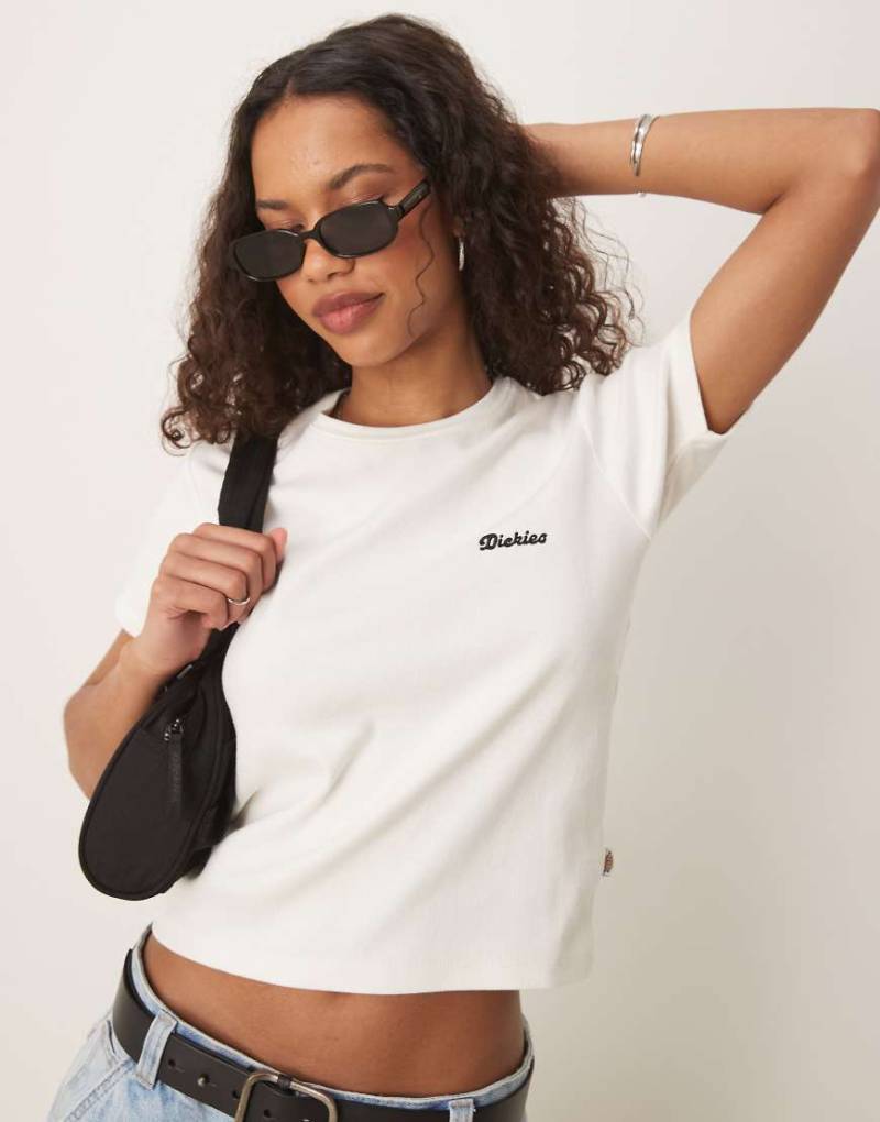 Dickies - Lewistown - Knapp geschnittenes T-Shirt in Wollweiß mit aufgesticktem Logo von Dickies