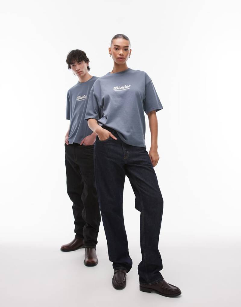 Dickies - Lewistown - T-Shirt in Mittelblau mit mittiger Logo-Stickerei von Dickies