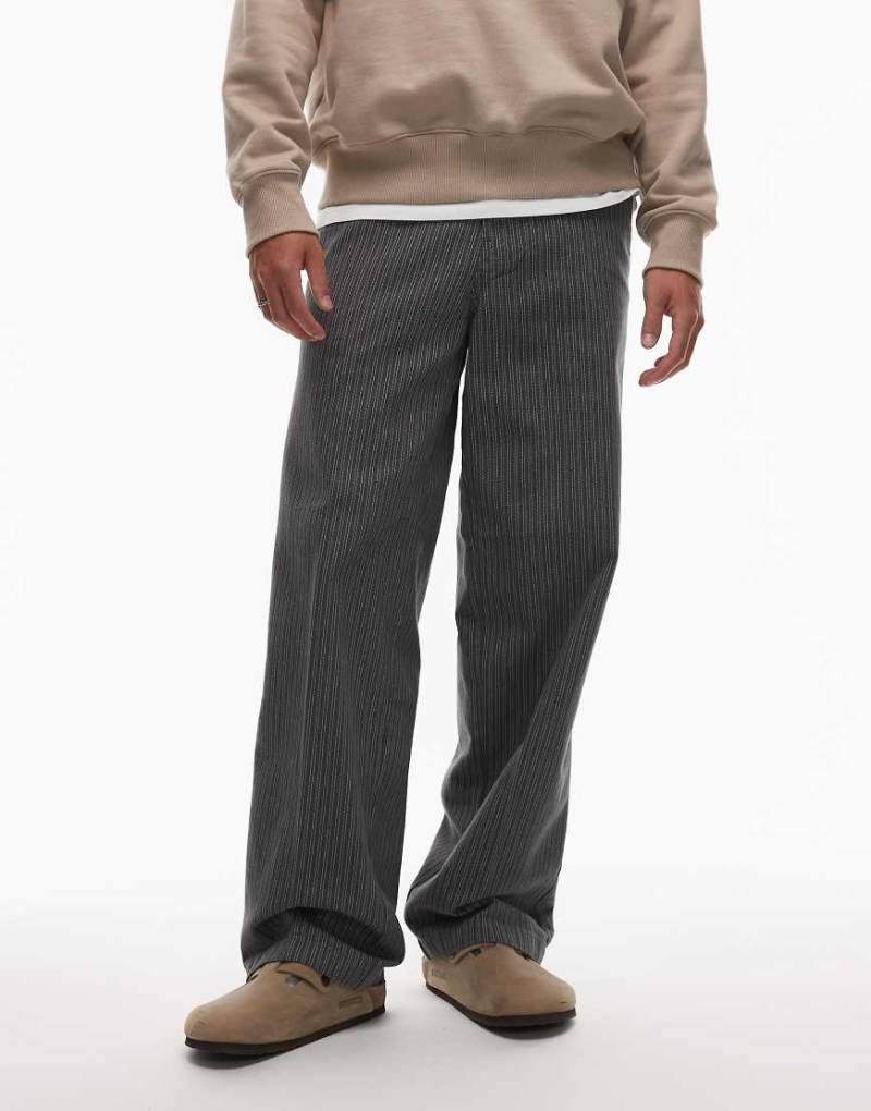 Dickies - Lima - Hose in Grau mit weitem Bein und Nadelstreifen von Dickies