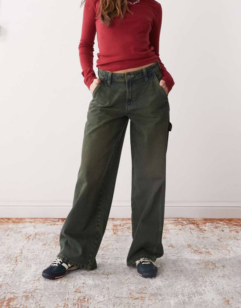 Dickies - Carpenter-Jeans mit weitem Bein in grünlichem Hellgrau von Dickies