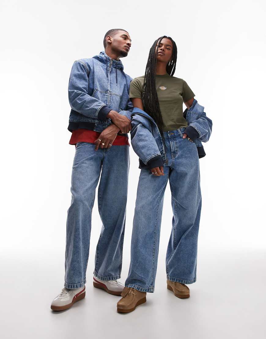 Dickies - Loose Wave - Jeans in hellblauer, verblichener Waschung mit weitem Bein Dickies - Loose Wave - Jeans in hellblauer, verblichener Waschung mit weitem Bein von Dickies