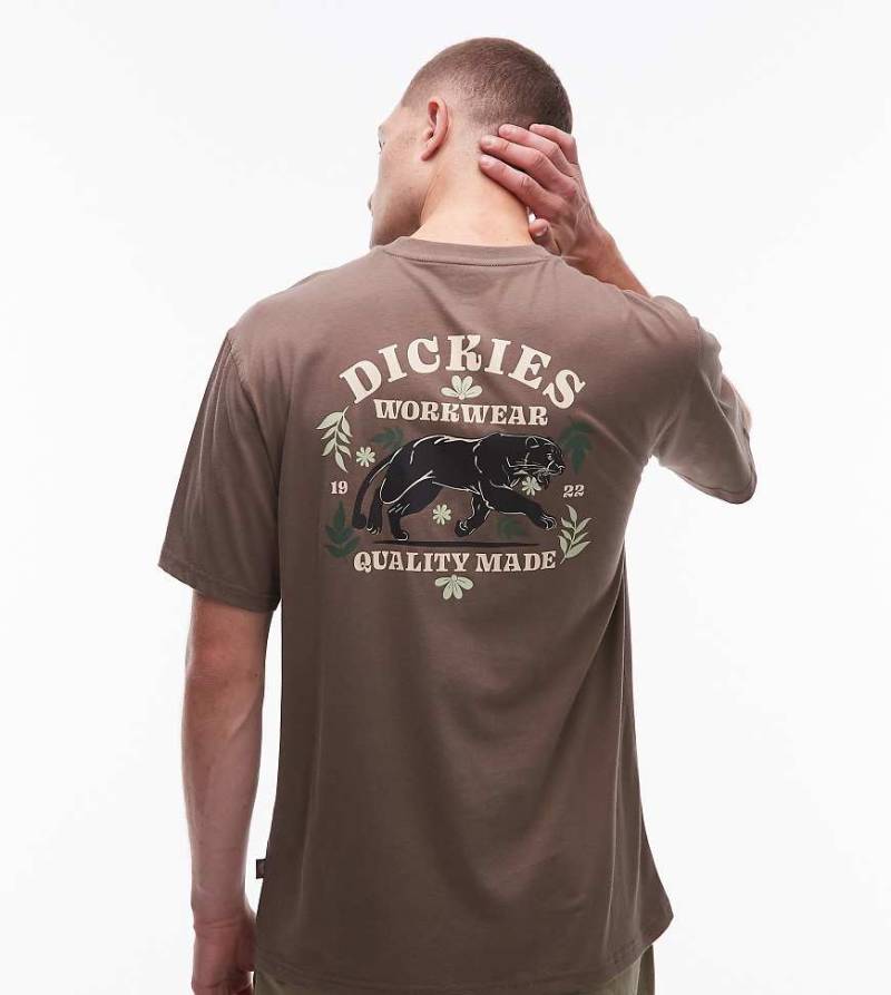 Dickies - Lucasville - T-Shirt in Braun mit Grafik und Tierprint am Rücken, exklusiv bei ASOS-Brown von Dickies