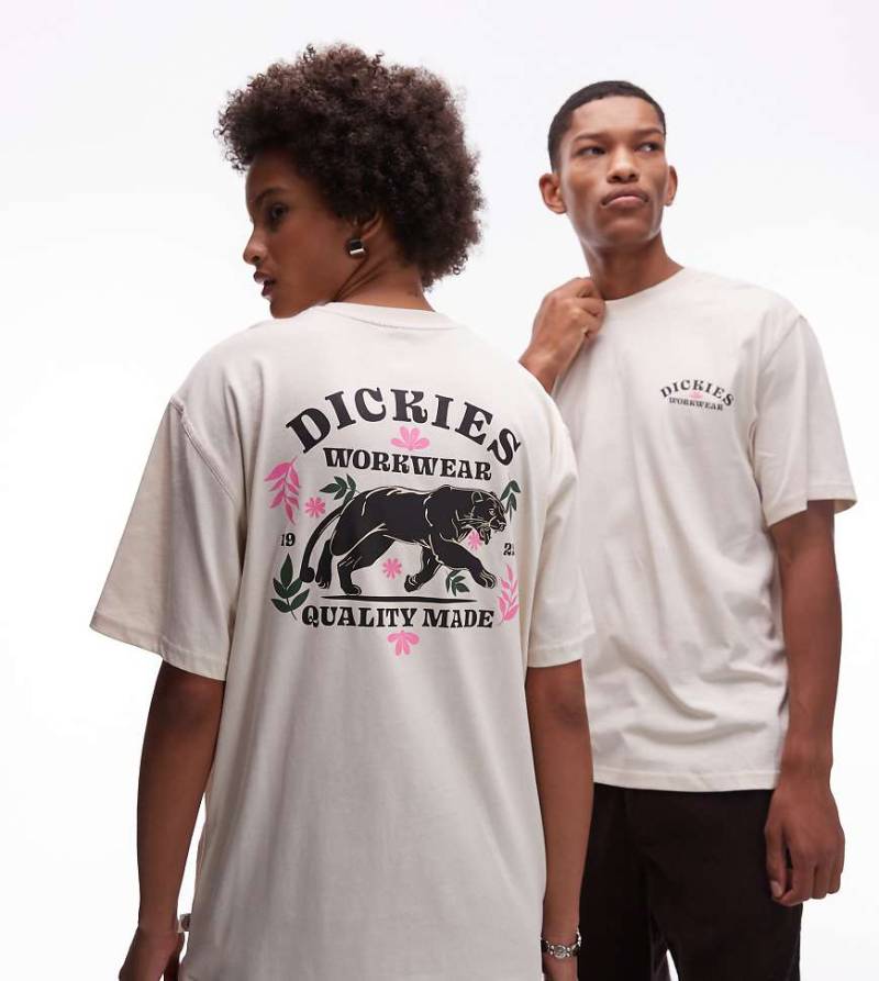 Dickies - Lucasville - T-Shirt in Wollweiß mit Grafik und Animal-Print am Rücken, exklusiv bei ASOS von Dickies