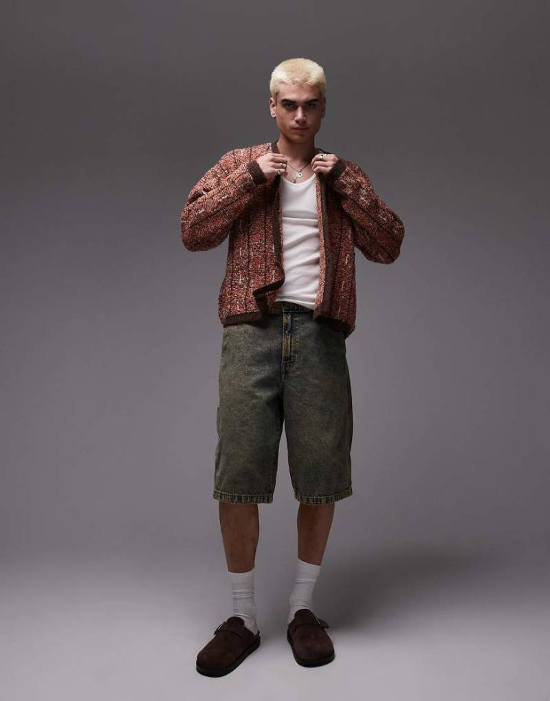 Dickies - Madison - Loose-Fit-Jeans-Shorts in Indigoblau mit verblasster gelber Tönung von Dickies