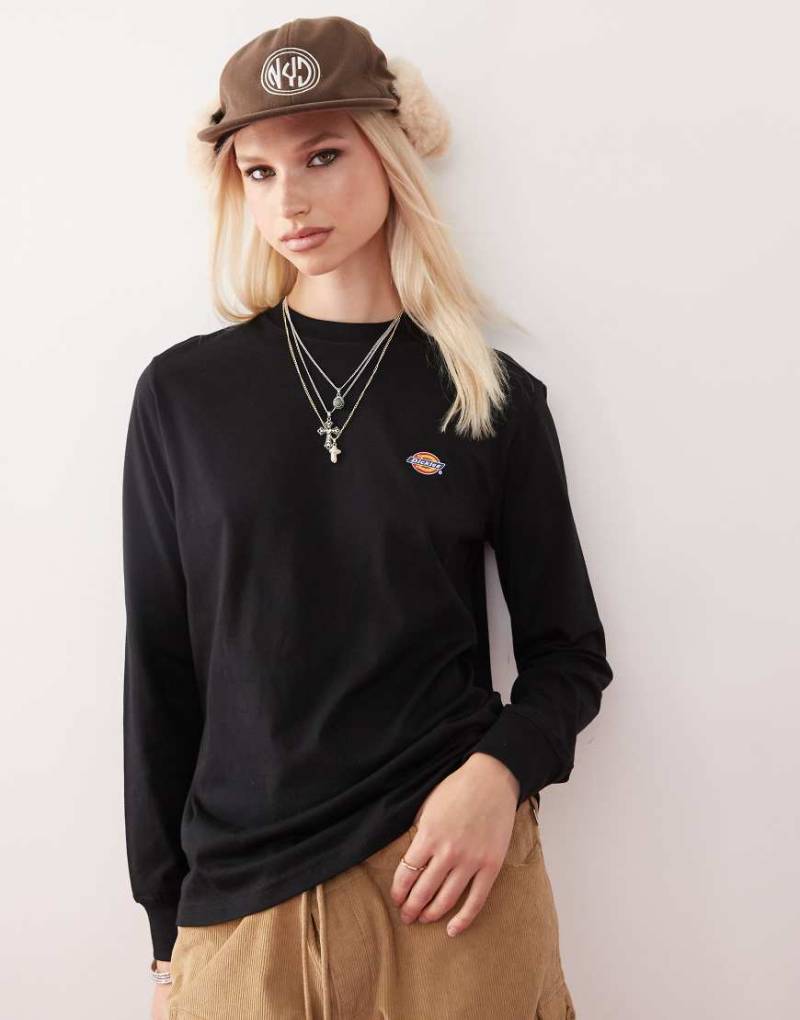Dickies - Mapleton - Langärmliges T-Shirt in Schwarz mit kleinem Logo auf der linken Brust von Dickies