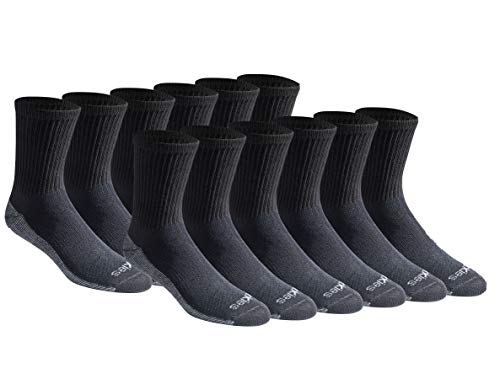 Dickies Men's Dri-tech Moisture Control Crew Socks (6, Comfort Length Black (12 Pairs), Shoe Size: 6-12 von Dickies