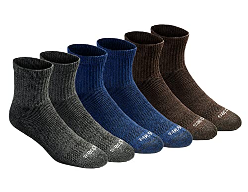 Dickies Men's Dri-tech Moisture Control Quarter Socks Multipack, Grey/Blue/Brown (6 Pairs), Shoe Size: 5-9 von Dickies