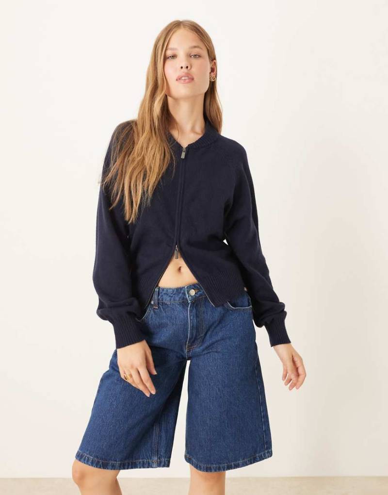 Dickies - Milan - Strickjacke in dunklem Marineblau mit durchgehendem Reißverschluss von Dickies