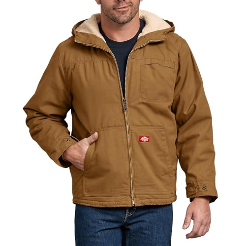 Dickies - Outerwear for Men, Sherpa Lined Duck Jacket, Three-Piece Hood, Rinsed Brown Duck, XXL von Dickies