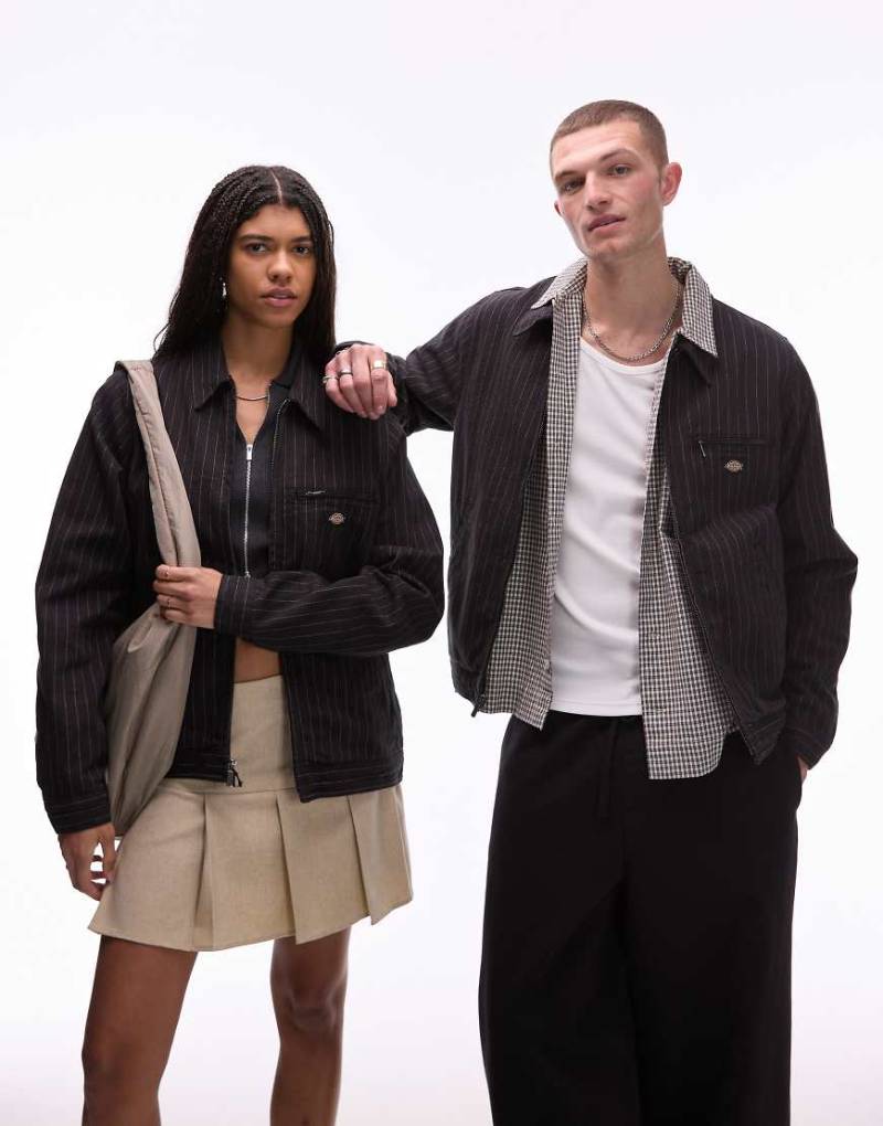 Dickies - Painter - Jacke in Schwarz mit Nadelstreifen in Wollweiß von Dickies