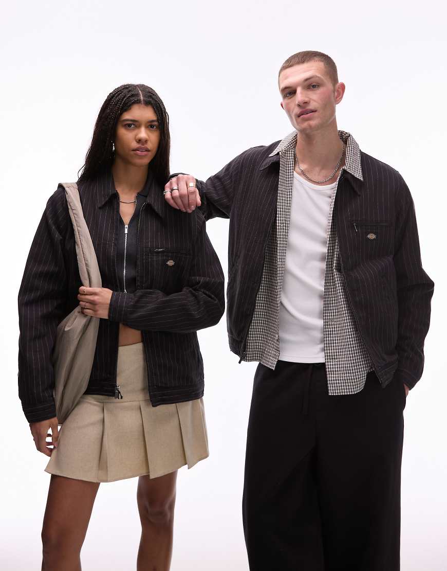 Dickies - Painter - Jacke in Schwarz mit Nadelstreifen in Wollweiß von Dickies