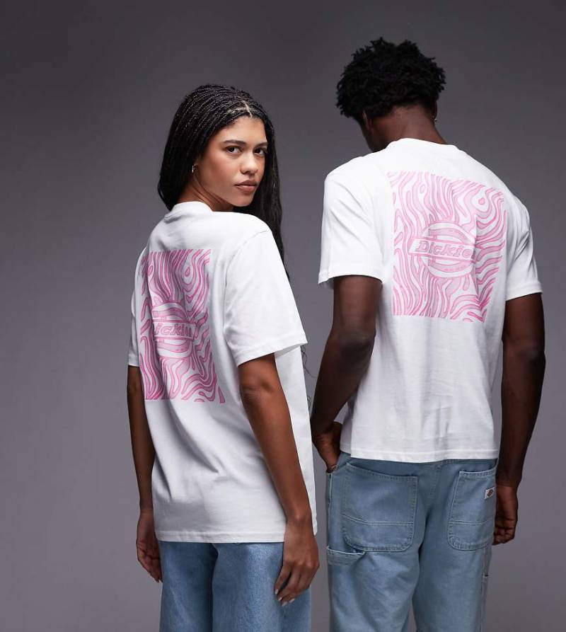 Dickies - Paradise - T-Shirt in Weiß mit abstraktem Grafikprint auf dem Rücken in Rosa von Dickies