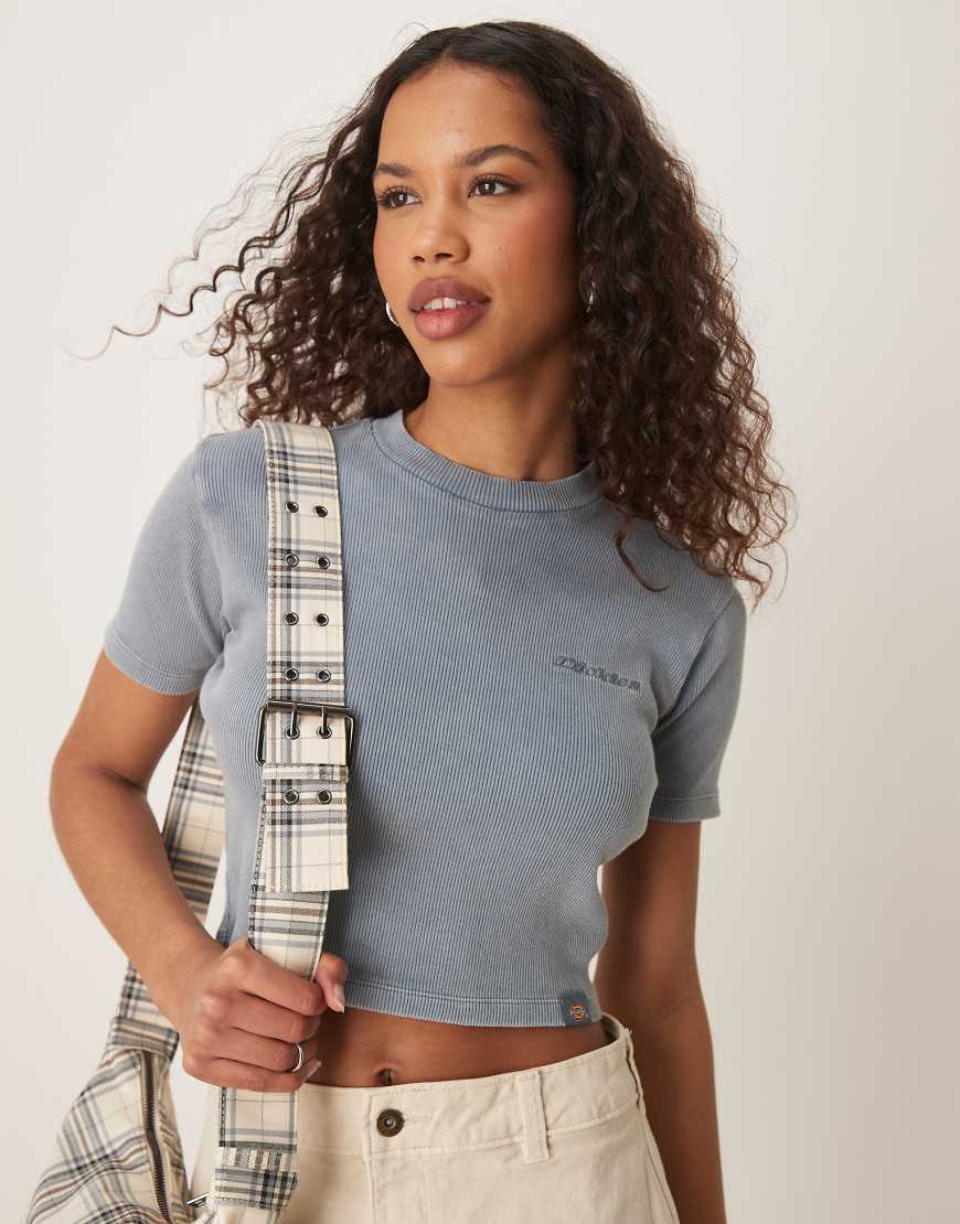 Dickies - Plentywood - Knapp geschnittenes T-Shirt in verwaschenem Blau von Dickies