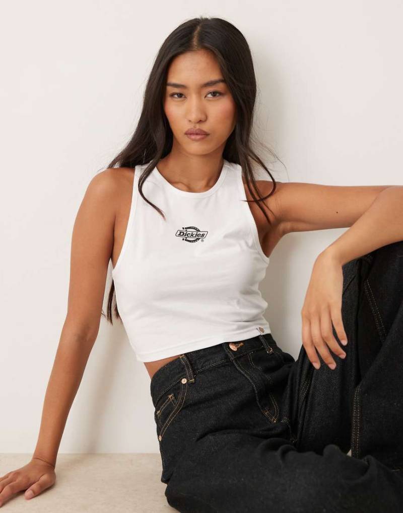 Dickies - Powers - Trägertop in Weiß mit mittigem Logo von Dickies