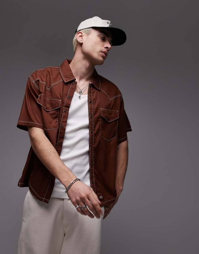 Dickies - River Ranch - Work-Hemd im Western-Design in Cappuccino-Braun von Dickies