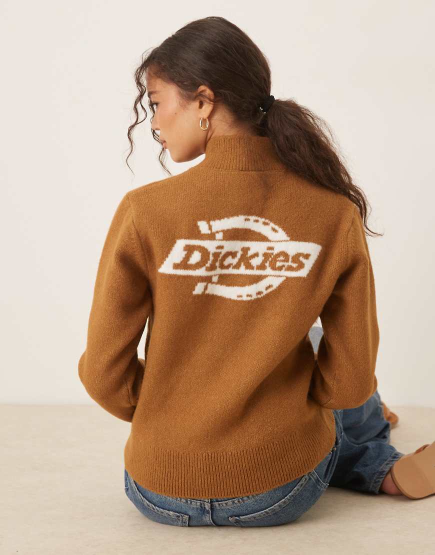 Dickies - Ruston - Pullover in Mittelbraun mit kurzem Reißverschluss von Dickies