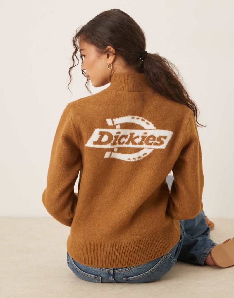 Dickies - Ruston - Pullover in Mittelbraun mit kurzem Reißverschluss von Dickies