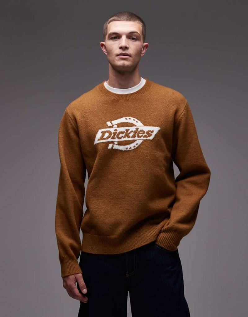 Dickies - Ruston - Strickpullover in Hellbraun mit großem Hufeisen-Logo vorne-Brown von Dickies