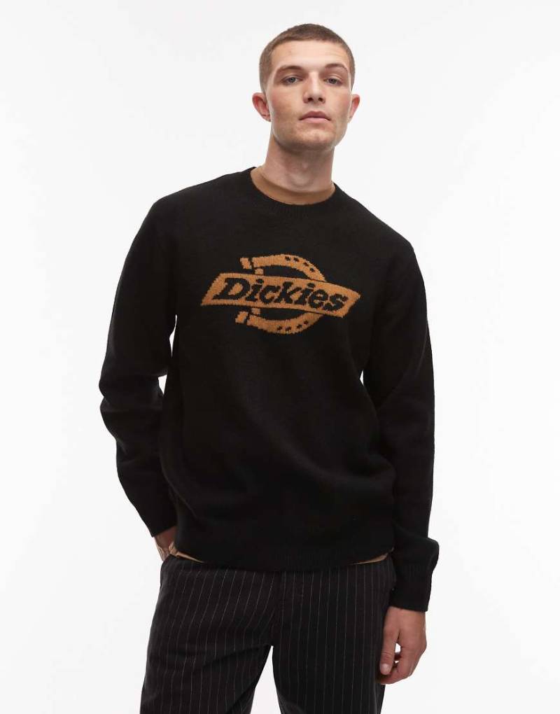 Dickies - Ruston - Strickpullover in Schwarz mit großem Hufeisen-Logo vorne von Dickies