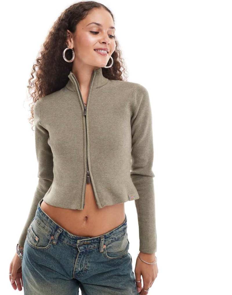 Dickies - Seasonal - Strickjacke in Khakigrün mit durchgehendem Reißverschluss von Dickies
