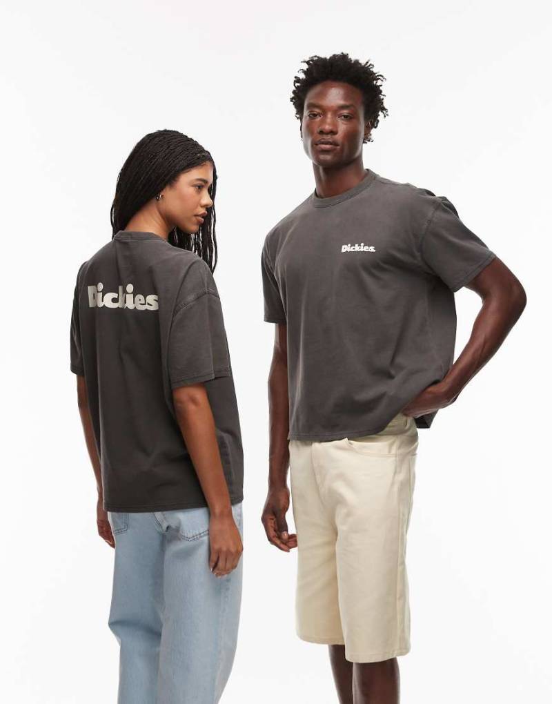 Dickies - Slayden - Schweres T-Shirt in verwaschenem Schwarz mit großem Rückenprint und großem Logo von Dickies