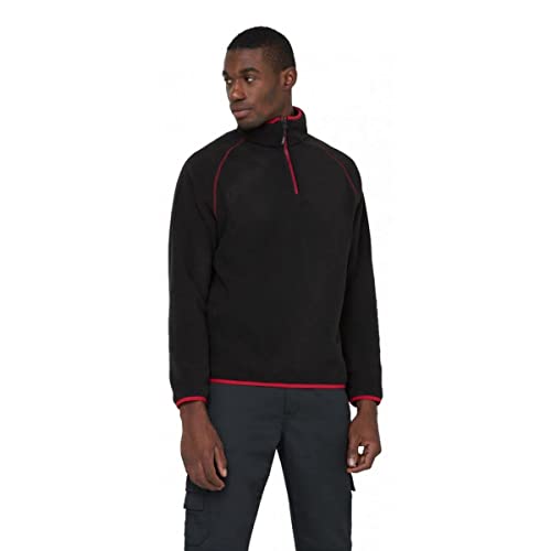 Dickies - Sweatshirt for Men, Smithfield Two Tone Fleece, Quarter Zip Opening, Black Red, S von Dickies