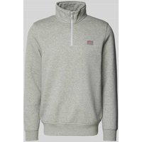 Dickies Sweatshirt mit Label-Patch Modell 'OAKPORT QUARTER' in Hellgrau Melange, Größe XXL von Dickies