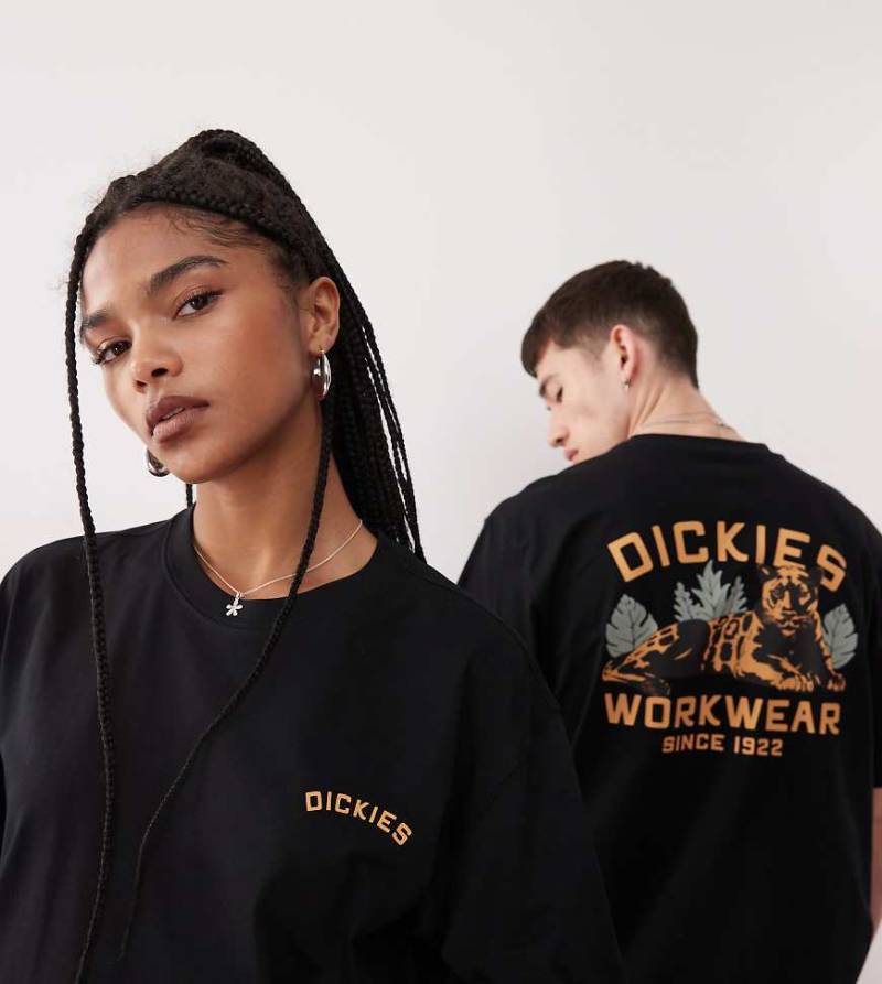 Dickies - T-Shirt in Schwarz mit grafischem Panther-Rückenprint, exklusiv bei ASOS von Dickies