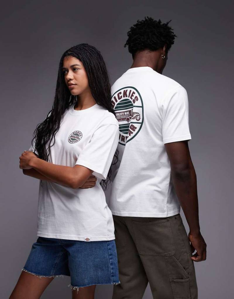 Dickies - T-Shirt in Weiß mit rundem Grafikprint auf dem Rücken von Dickies