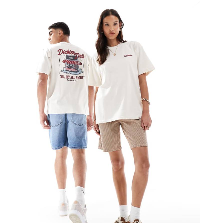Dickies - T-Shirt in Wollweiß mit grafischem Deli-Rückenprint, exklusiv bei ASOS von Dickies