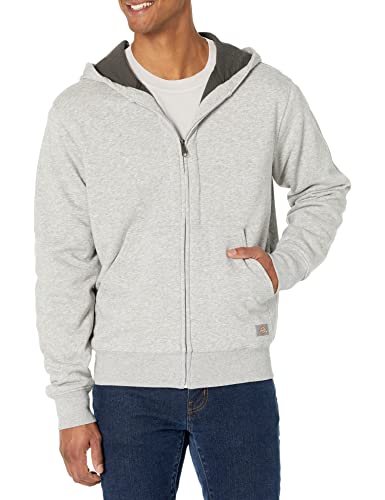 Dickies Thermogefütterter Fleece-Hoodie für Herren mit durchgehendem Reißverschluss und DWR, Grau meliert, M von Dickies