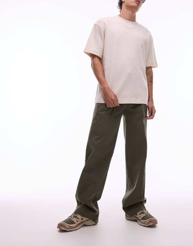 Dickies - Unionville - Hose in Khaki mit weitem Bein und Bundfalten-Grün von Dickies